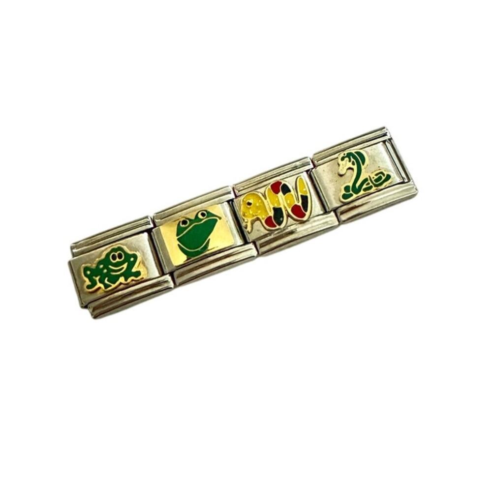 NWT Y2K 4x9mm Assortment of Frogs & Snakes Silver Stainless Steel Italian Charms